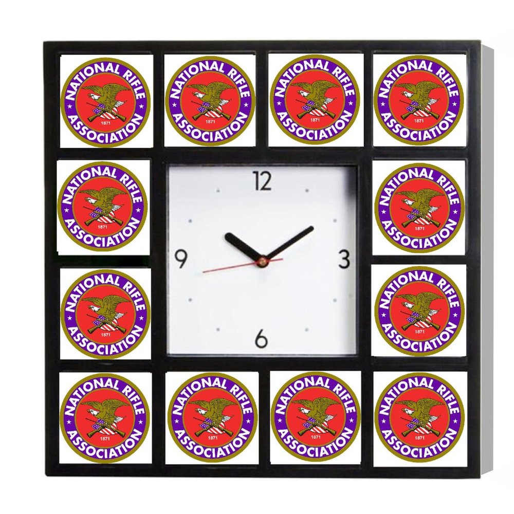 NRA National Rifle Association Clock with 12 pictures